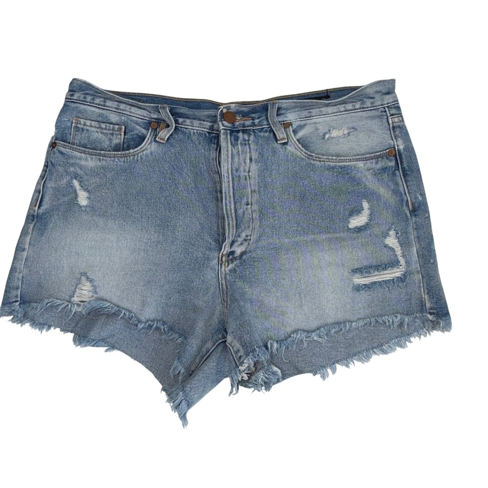 BLANKNYC High Rise Distressed Denim Short 31 Button Fly CutOff Blue  39CJ8495NOK